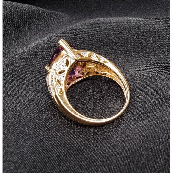 Vintage Violet Sapphire 925 Sterling Silver Pear-Cut Ring - Picture 5 of 5